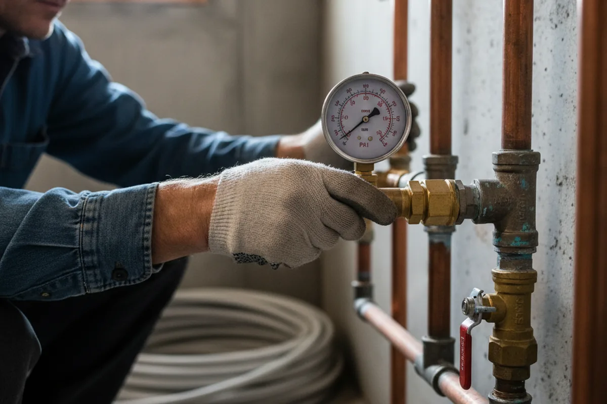 Pressure testing a repaired line during Water Line Repair in Norwell